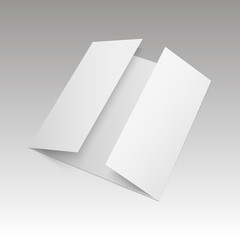 Blank trifold paper brochure mockup. Object for design and branding. Vector Illustration