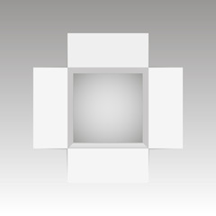 Top view of open box mockup template.  Vector Illustration 
