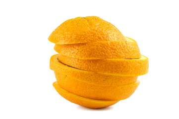 whole orange sliced in piece and stacking together