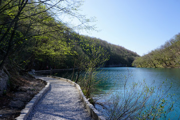 Curved gravel walkway in Plitvice national park