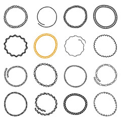 Set of Hand Drawn Circle Frames in Ethnic Style