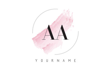 AA A Watercolor Letter Logo Design with Circular Brush Pattern.