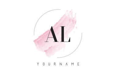 AL A L Watercolor Letter Logo Design with Circular Brush Pattern. - obrazy, fototapety, plakaty