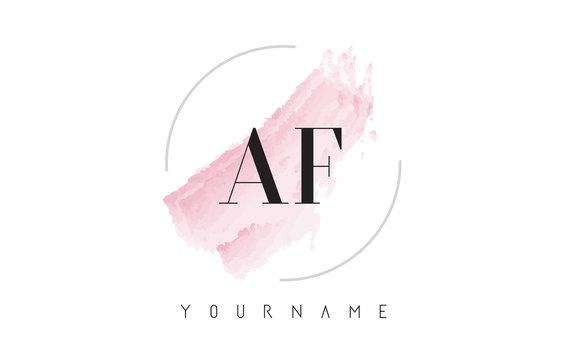 AF A F Watercolor Letter Logo Design with Circular Brush Pattern.