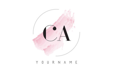 CA C A Watercolor Letter Logo Design with Circular Brush Pattern. - obrazy, fototapety, plakaty