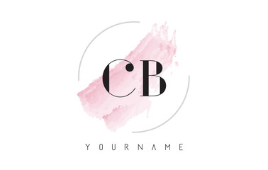 CB C B Watercolor Letter Logo Design with Circular Brush Pattern.