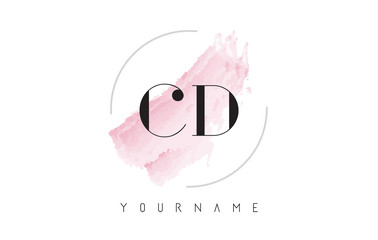 Obraz premium CD C D Watercolor Letter Logo Design with Circular Brush Pattern.