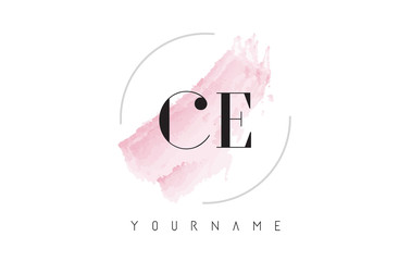 CE C E Watercolor Letter Logo Design with Circular Brush Pattern.