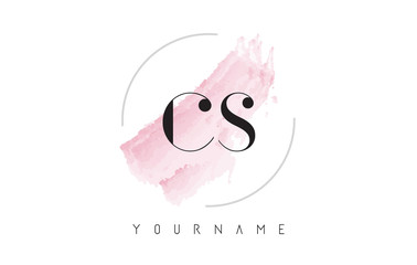 CS C S Watercolor Letter Logo Design with Circular Brush Pattern.