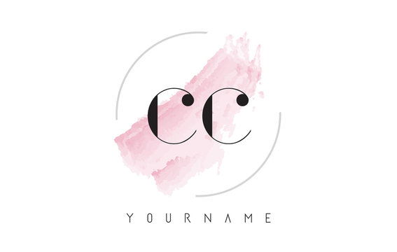 CC C C Watercolor Letter Logo Design with Circular Brush Pattern.
