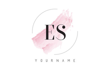 ES E S Watercolor Letter Logo Design with Circular Brush Pattern.