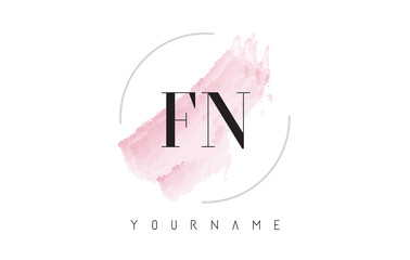 FN F N Watercolor Letter Logo Design with Circular Brush Pattern.