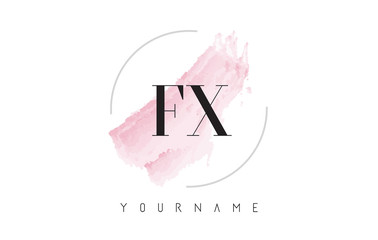 FX F X Watercolor Letter Logo Design with Circular Brush Pattern.