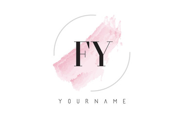 FY F Y Watercolor Letter Logo Design with Circular Brush Pattern.
