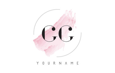 GG G G Watercolor Letter Logo Design with Circular Brush Pattern.