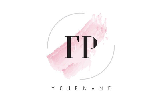 FP F P Watercolor Letter Logo Design with Circular Brush Pattern.