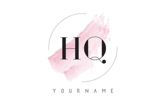 HQ H Q Watercolor Letter Logo Design with Circular Brush Pattern.