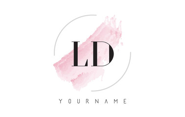 LD L D Watercolor Letter Logo Design with Circular Brush Pattern. - obrazy, fototapety, plakaty