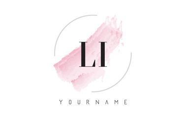 LI L I Watercolor Letter Logo Design with Circular Brush Pattern. - obrazy, fototapety, plakaty