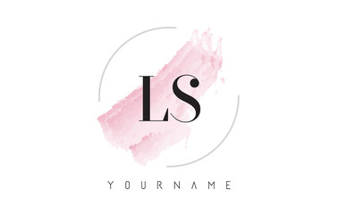 LS L S Watercolor Letter Logo Design with Circular Brush Pattern.
