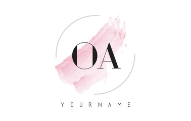 OA O A Watercolor Letter Logo Design with Circular Brush Pattern.