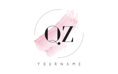 Obraz premium QZ Q Z Watercolor Letter Logo Design with Circular Brush Pattern.