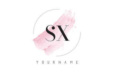SX S X Watercolor Letter Logo Design with Circular Brush Pattern.