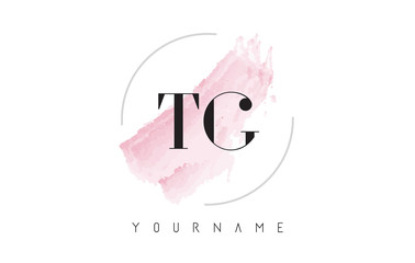 TG T G Watercolor Letter Logo Design with Circular Brush Pattern.