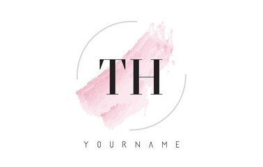 TH T H Watercolor Letter Logo Design with Circular Brush Pattern. - obrazy, fototapety, plakaty