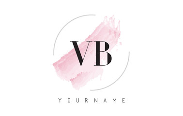 Obraz premium VB V B Watercolor Letter Logo Design with Circular Brush Pattern.