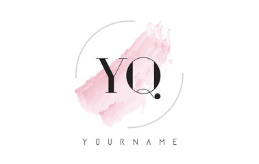 YQ Y Q Watercolor Letter Logo Design with Circular Brush Pattern.