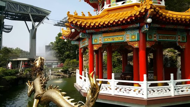 Dragon head spraying water at Zhinan Temple cable car station