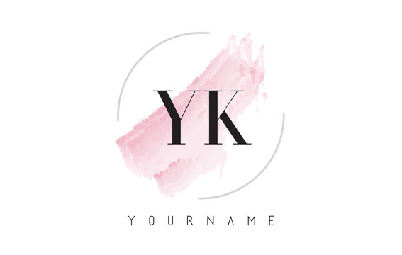 YK Y K Watercolor Letter Logo Design with Circular Brush Pattern.