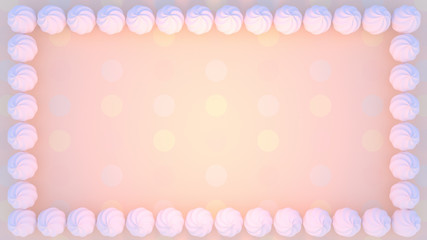 Sweet whipped cream frame. Top angle view of birthday cake. Ideal background for holidays...