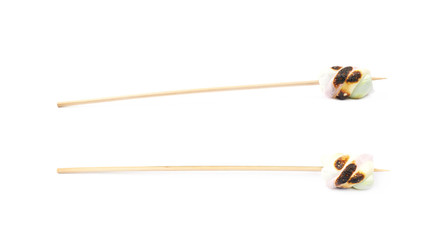 Single marshmallow candy on a stick