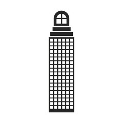 silhouette monochrome of building skyscraper with cusp window and several windows vector illustration