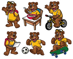 Naklejka premium cartoon character set of cute little bear