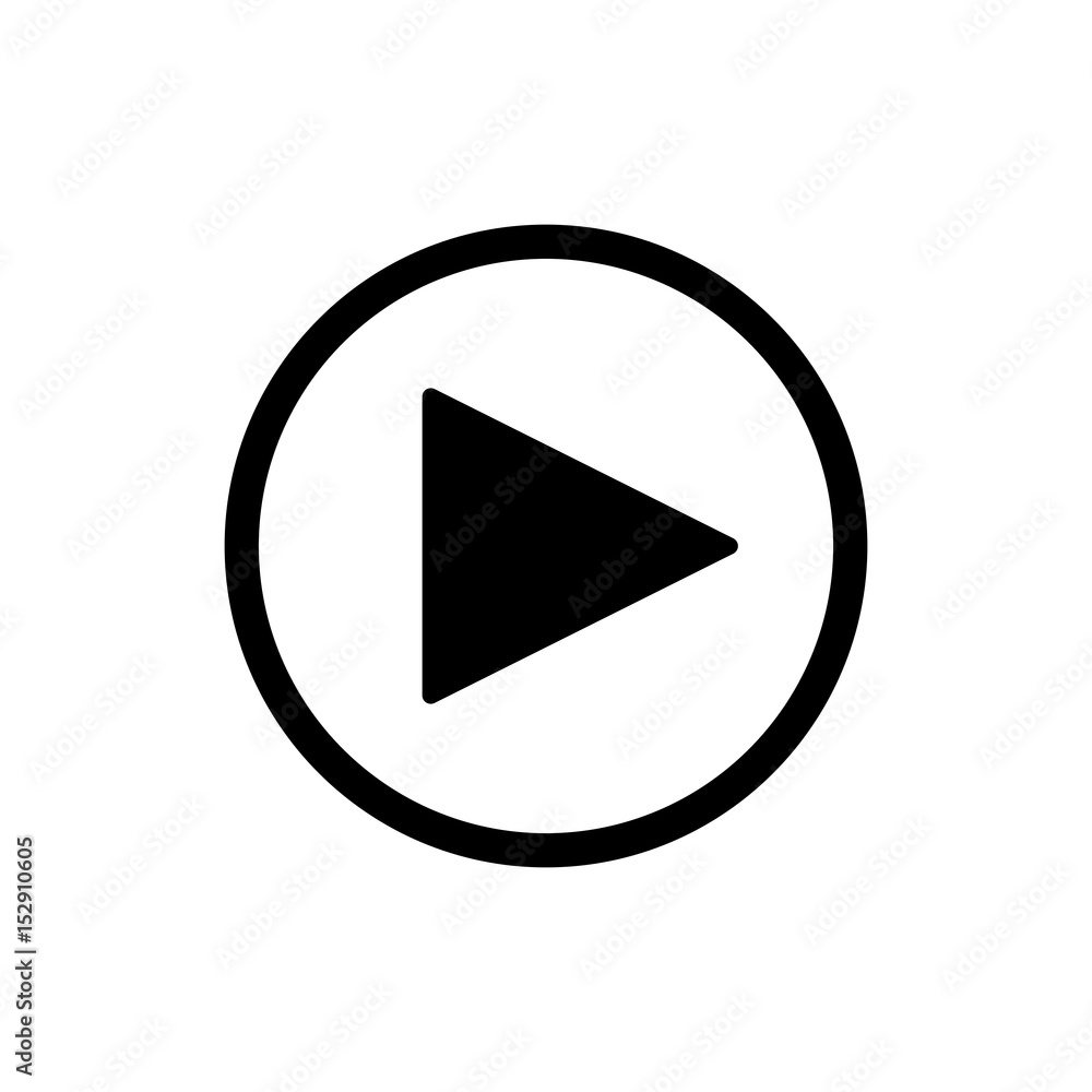 Poster play button. vector icon in linear style isolated on white. audio or video icon.