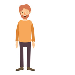 colorful image caricature full body man bearded with clothing vector illustration