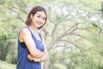 Asian woman in vintage style.