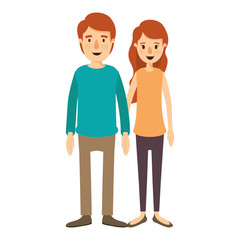 Fototapeta premium colorful image caricature full body couple in casual clothing vector illustration
