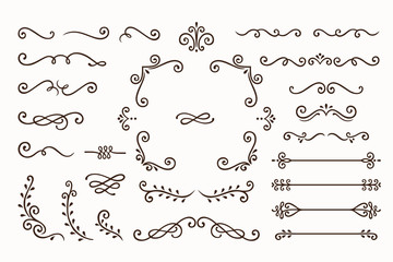 Obraz premium Set Collection of Vintage Ornament Elements on White Background