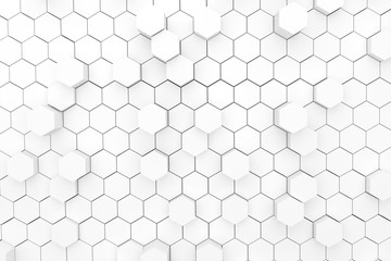 white abstract background hexagons geometric style in 3D rendering