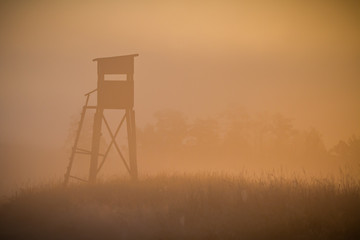 Hunting pulpit in the beautiful sunrise - obrazy, fototapety, plakaty