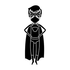 silhouette black full body superhero male with hands on waist vector illustration