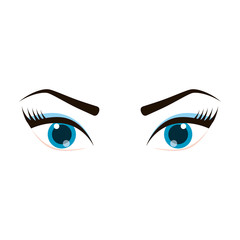 female eyes icon over white background. vector illustration