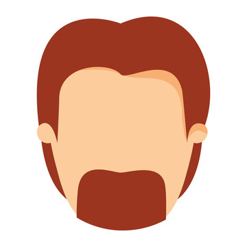 colorful image caricature front view faceless man with beard and moustache with redhead hairstyle vector illustration