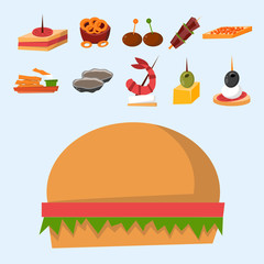 Various meat fish cheese banquet snacks on banquet platter canape snacks appetizer delicious vector.