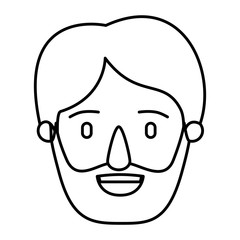 silhouette image caricature front view old man with beard and hairstyle vector illustration