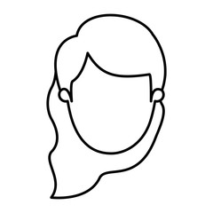 silhouette image caricature front view faceless woman with wavy side hair vector illustration